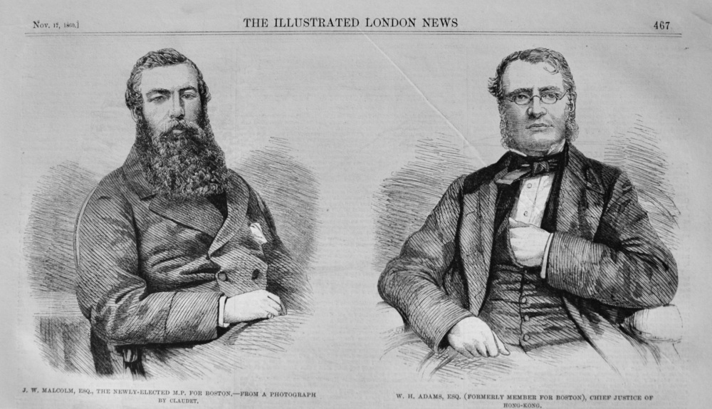 J W Malcolm, Esq, M.P. for Boston - 1860