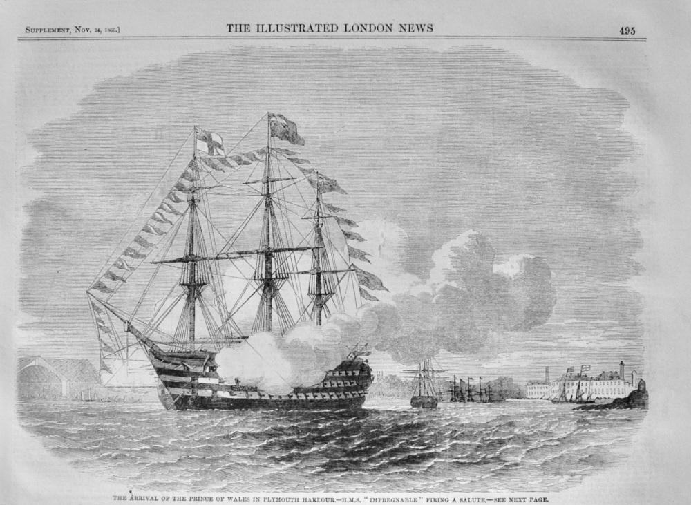 The Arrival of the Prince of Wales in Plymouth Harbour - 1860