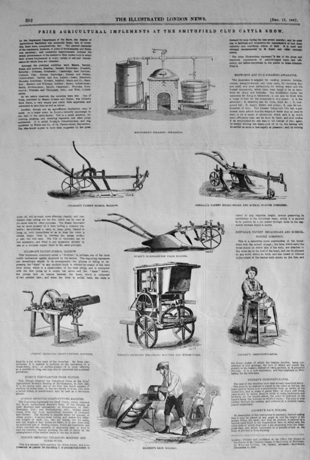 Prize Agricultural Implements - 1847