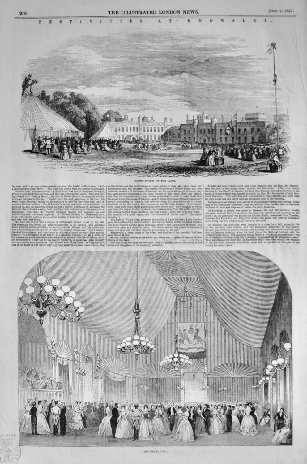 Festivities at Knowsley - 1847