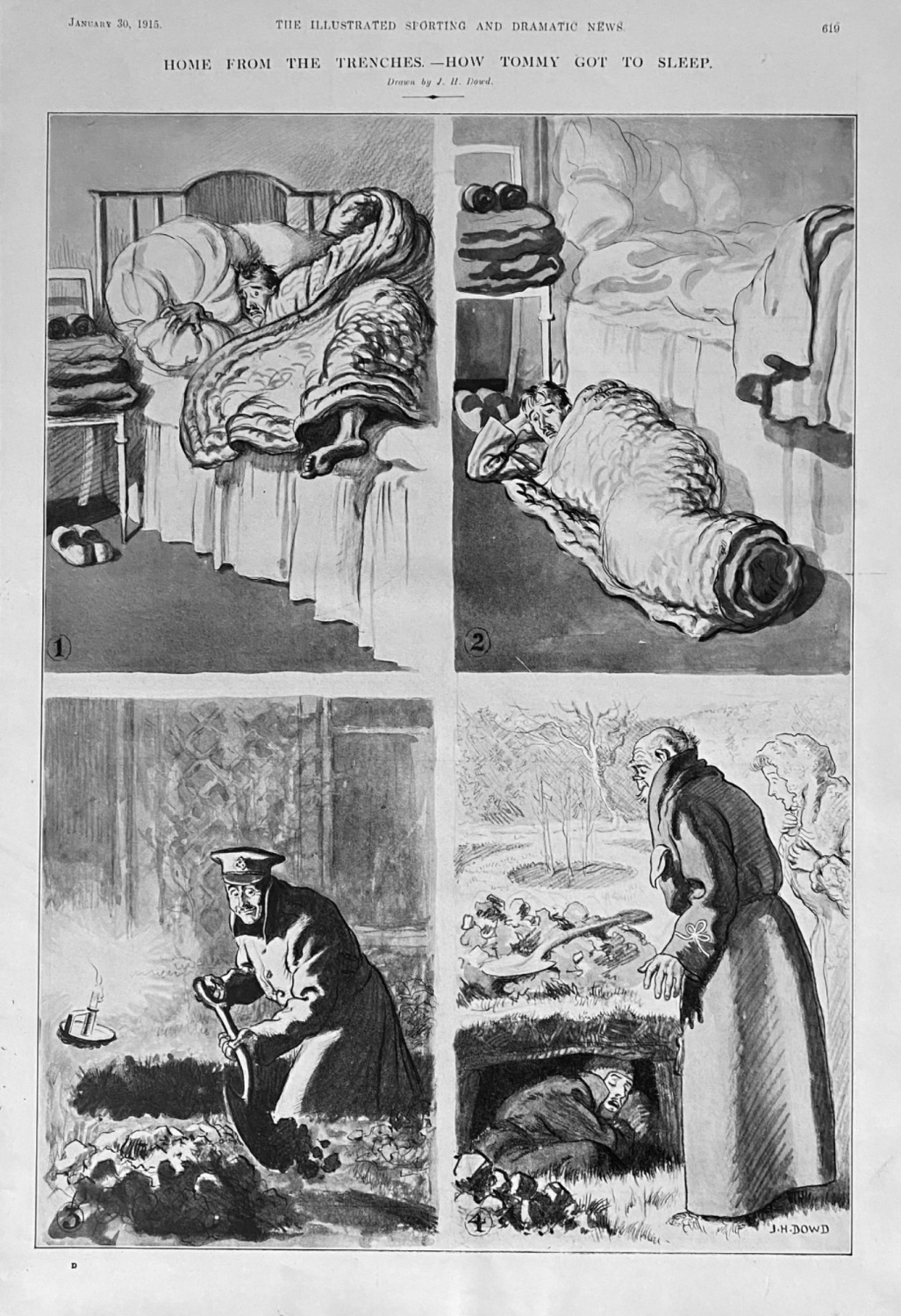 Home from the Trenches.- How Tommy got to Sleep.  1915.