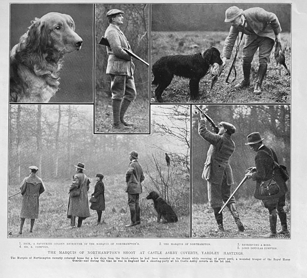 The Marquis of Northampton's Shoot at Castle Ashby coverts, Yardley  Hastings.  1915.
