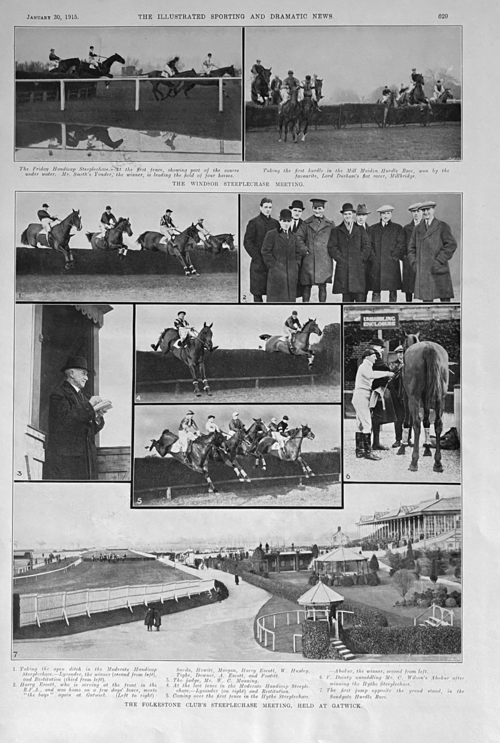 The Folkestone Club's Steeplechase Meeting, Held at Gatwick.  1915.