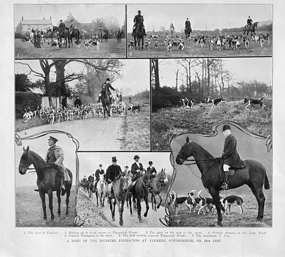 A Meet of the Bicester Foxhounds at Finmere, Oxfordshire, on 12th. Inst.  1915.