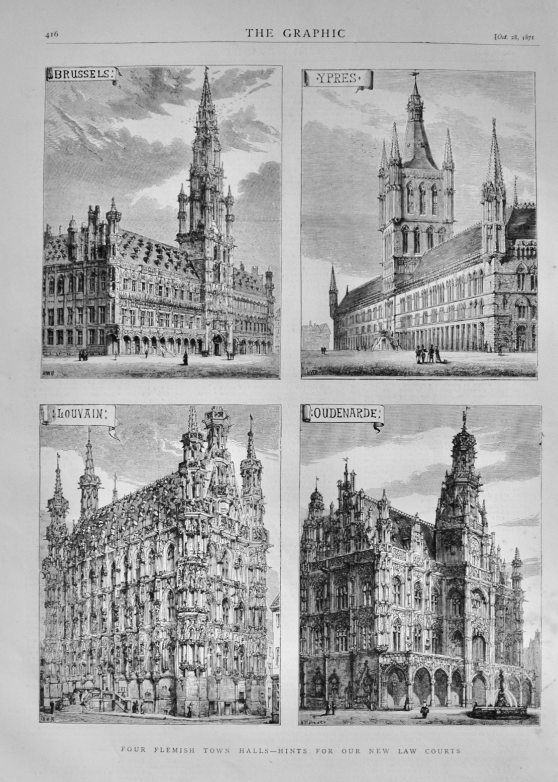 Four Flemish Town Halls - 1871