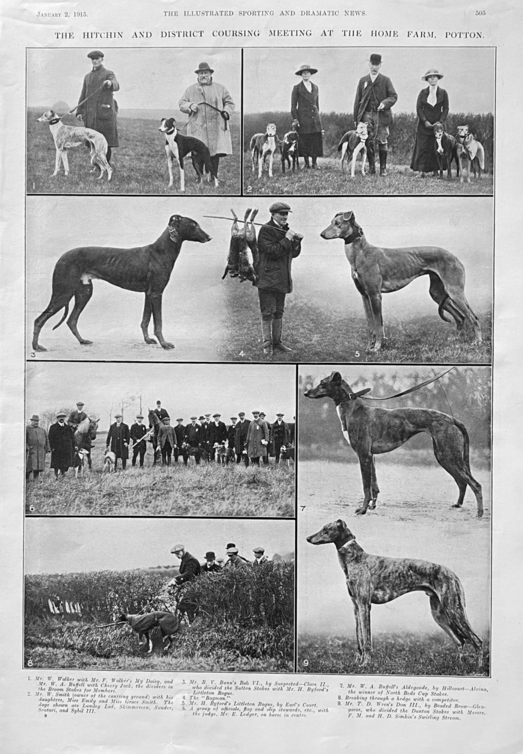 The Hitching and District Coursing Meeting at the Home Farm, Potton.  1915.
