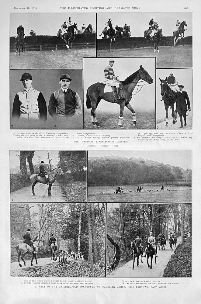 A Meet of the Chiddingfold Foxhounds at Waverley Abbey, near Farnham, Last Week.  1914.