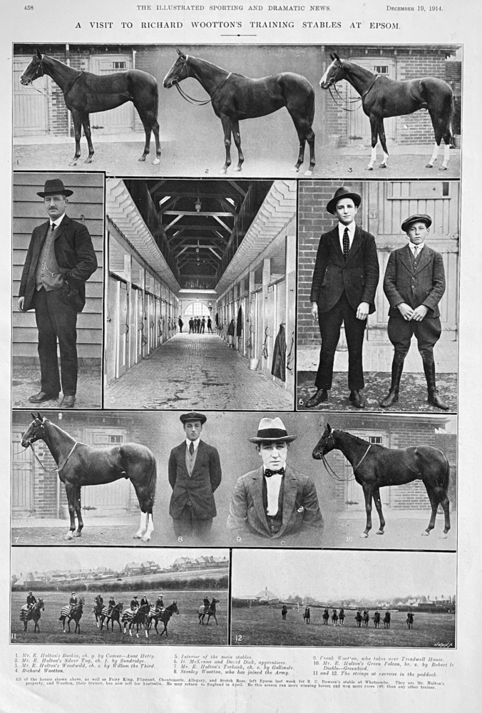 A Visit to Richard Wootton's Training Stables at Epsom.  1914.