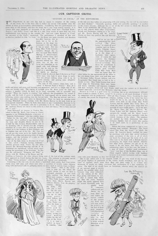 Our Captious Critic, "Business as Usual," at the Hippodrome.  1914.