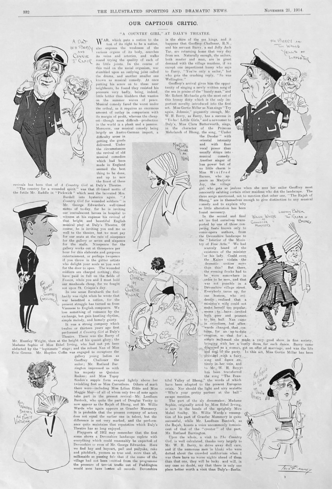 Our Captious Critic.  "A Country Girl," at Daly's Theatre.  1914.
