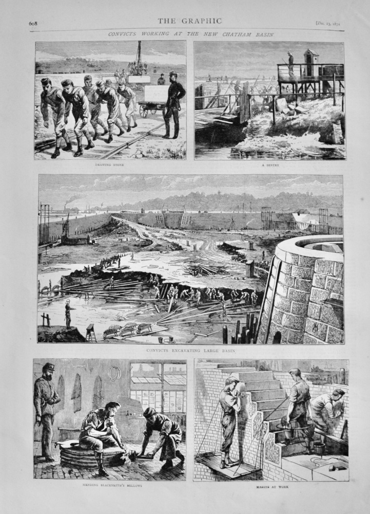 Convicts working at the New Chatham Basin - 1871
