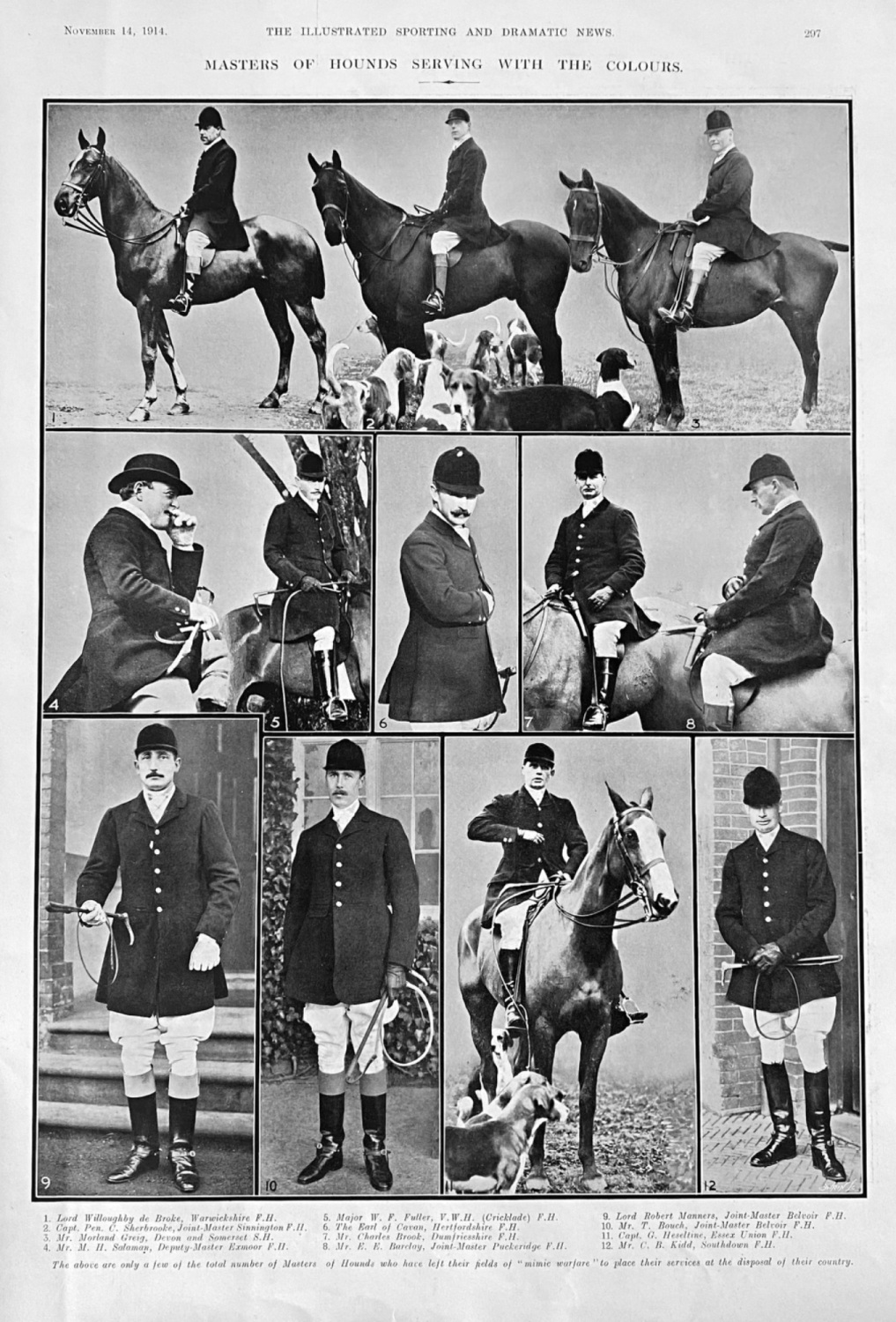 Masters of the Hounds Serving with the Colours.  1914.