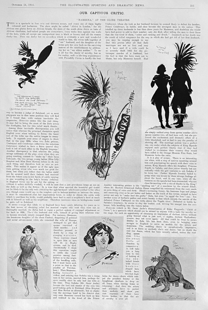 Our Captious Critic.  "Mameena," at the Globe Theatre.  1914.