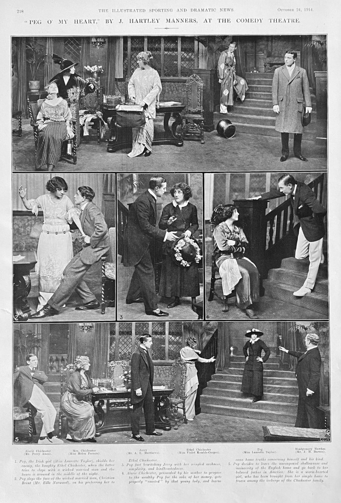 "Peg O' My Heart," By J. Hartley Manners, at the Comedy Theatre.  1914.