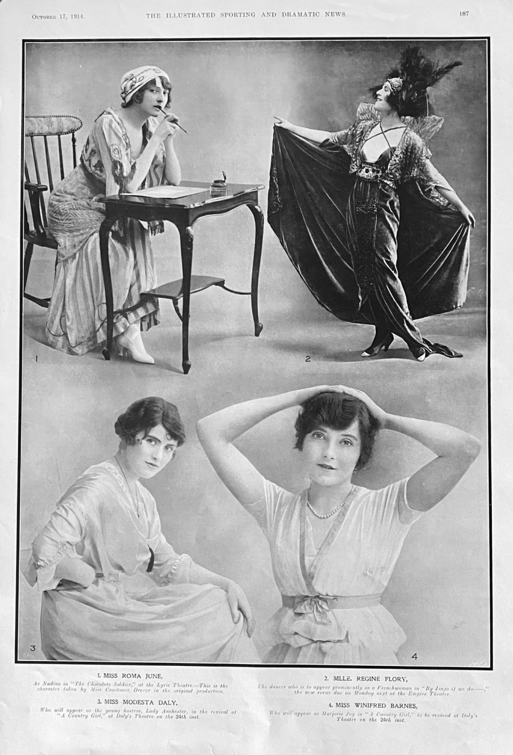 Actresses on the Stage at this time.  1914.