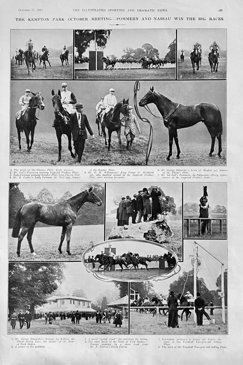 The Kempton Park October meeting.- Pommern and Nassau win the Big Races.  1