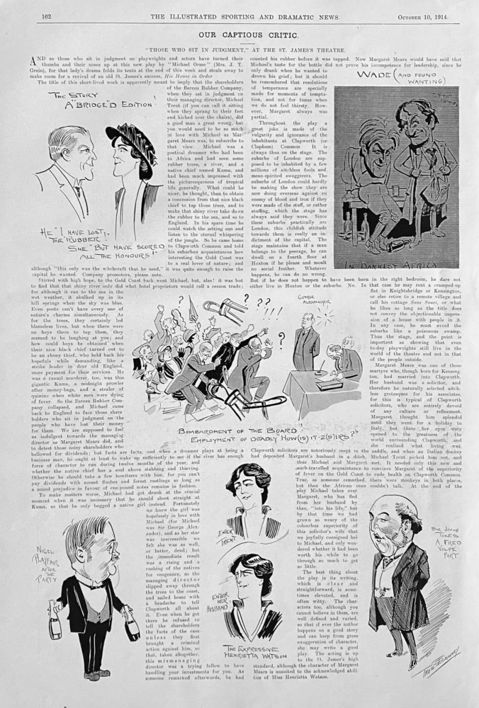 Our Captious Critic.  "Those who sit in Judgment," at the St. James's Theatre.  1914.