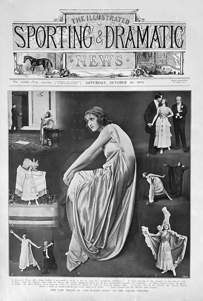 Miss Gaby Deslys in "The Rajah's Ruby," at the Palace Theatre.  1914.