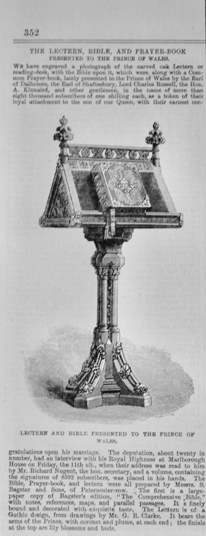 Lectern and Bible presented to the Prince of Wales - 1864