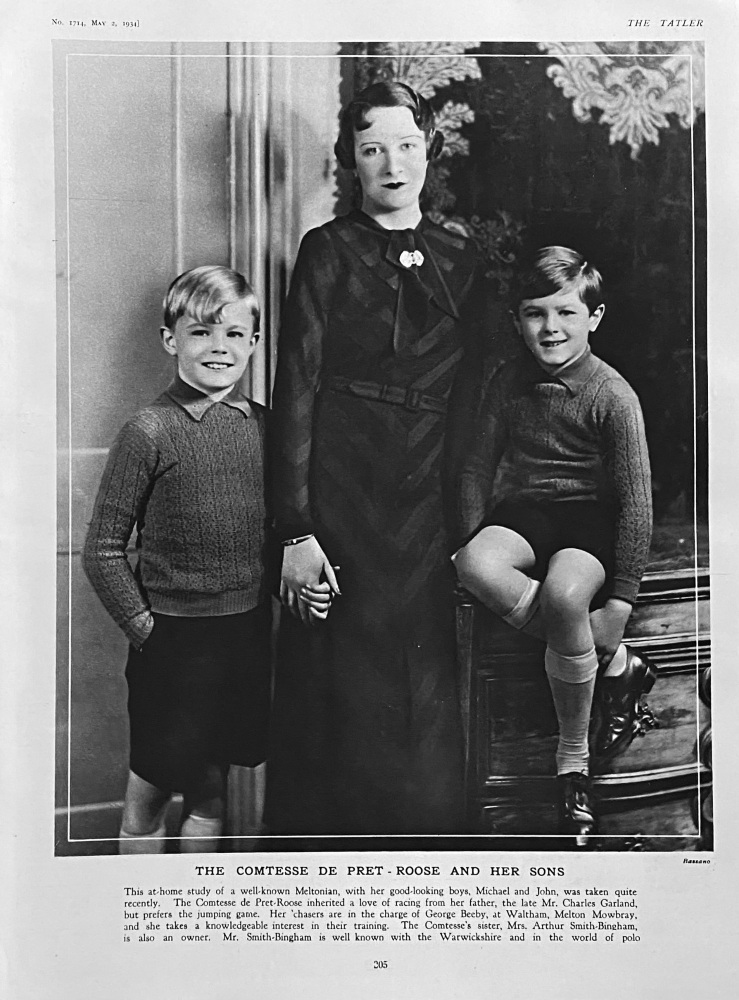 The Comtesse De Pret-Roose and her Sons.  1934.