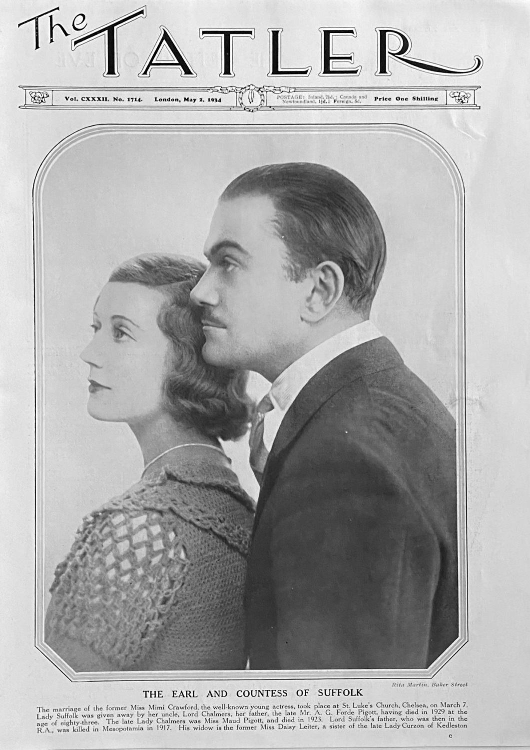 The Earl and Countess of Suffolk.  1934.