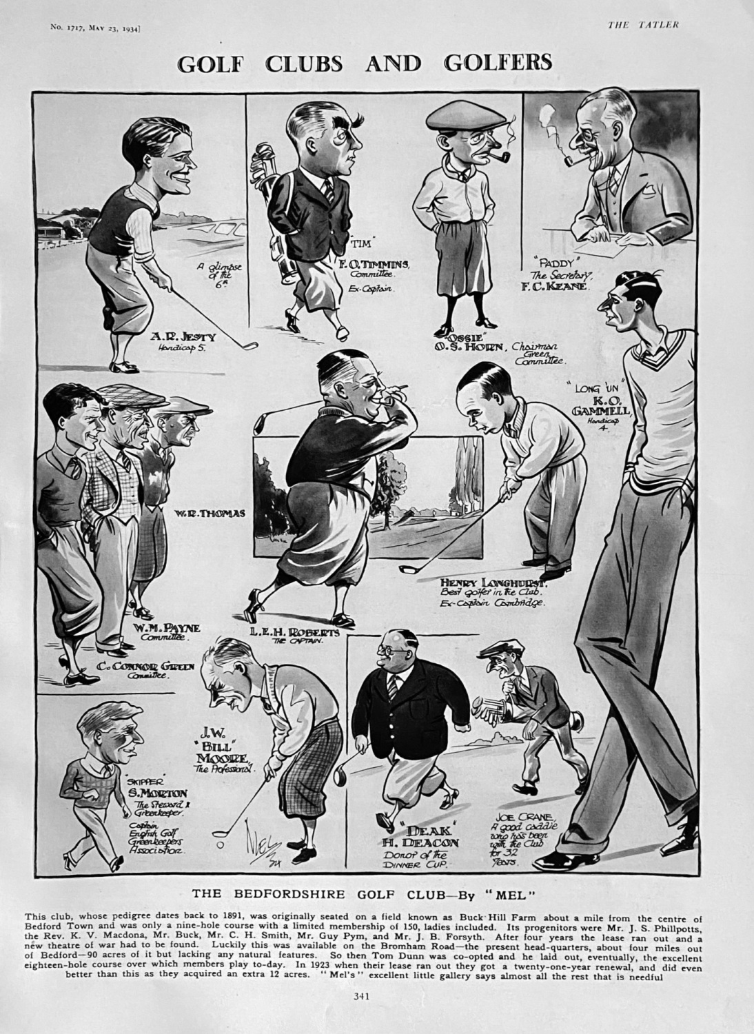 Golf Clubs and Golfers. :  The Bedfordshire Golf Club.  1934.