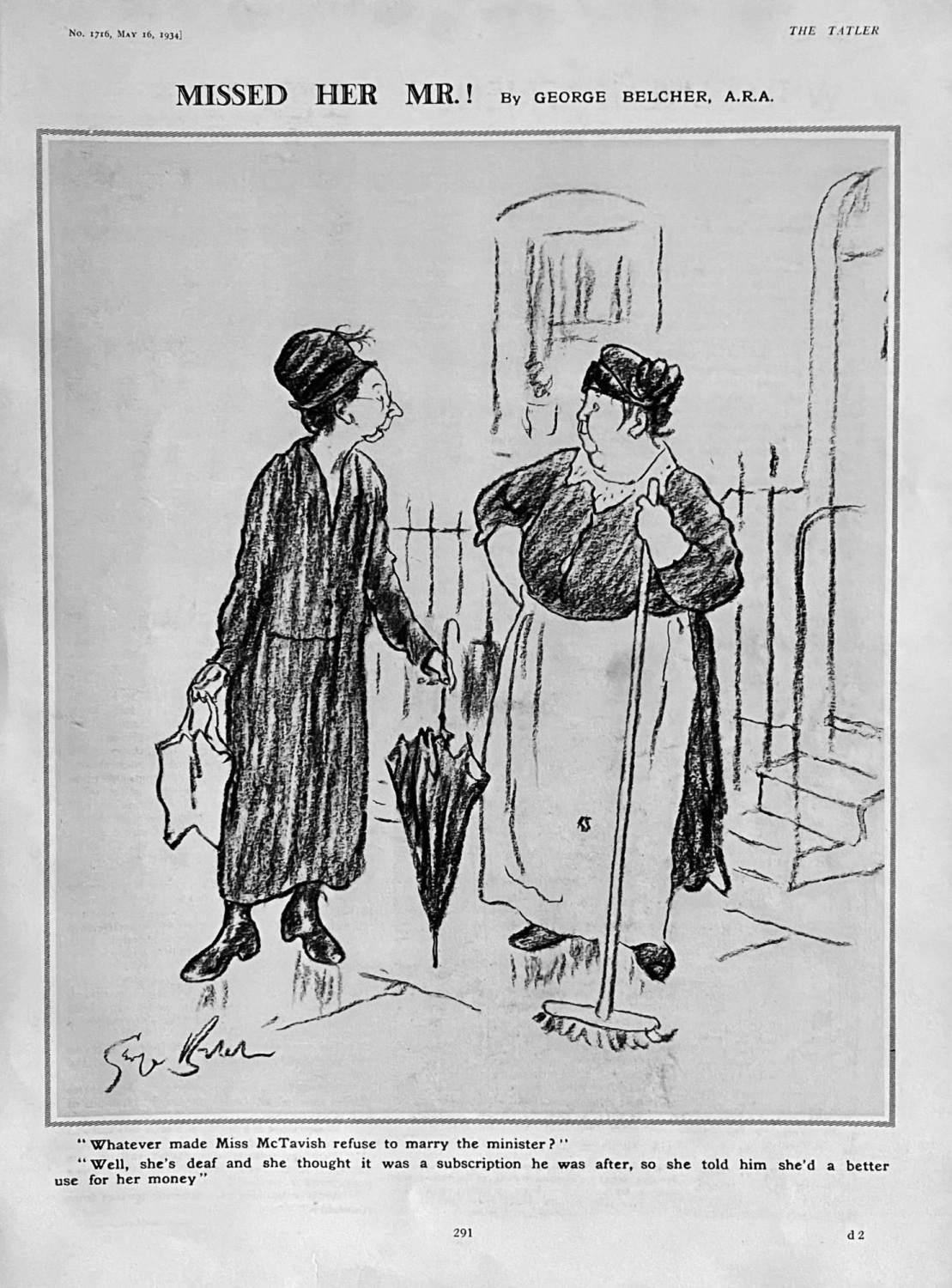 Missed Her Mr. !   (Drawing by George Belcher).  1934.