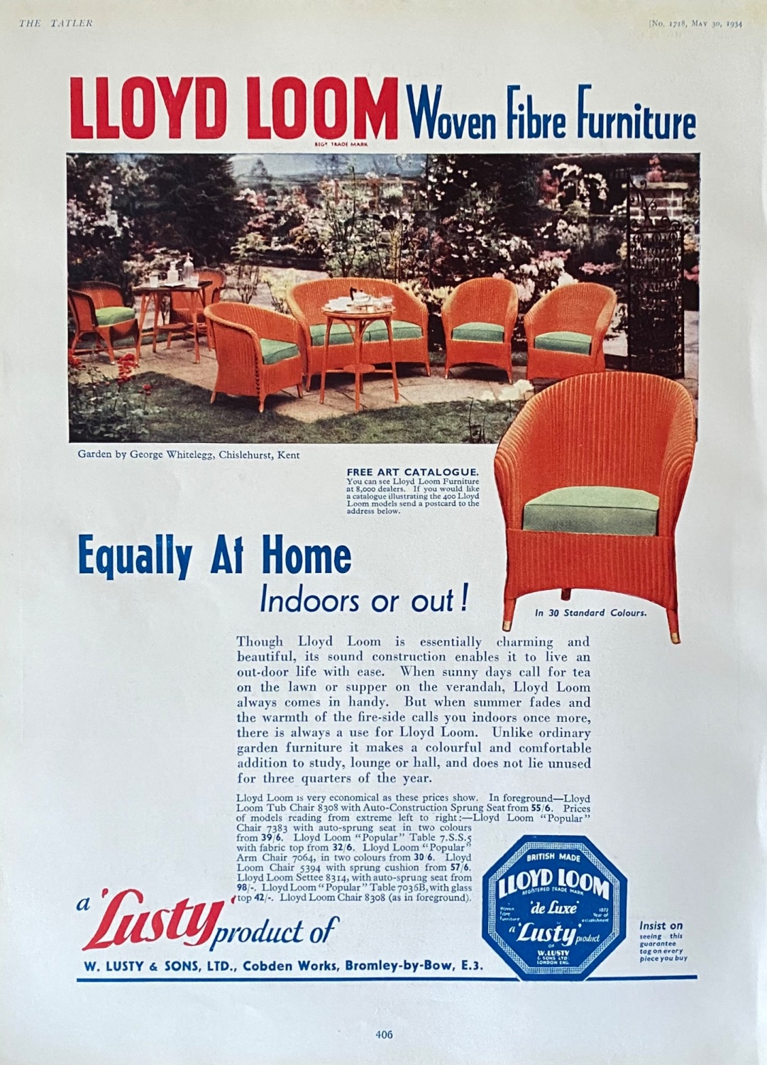 Lloyd Loom Woven Fibre Furniture.  1934.