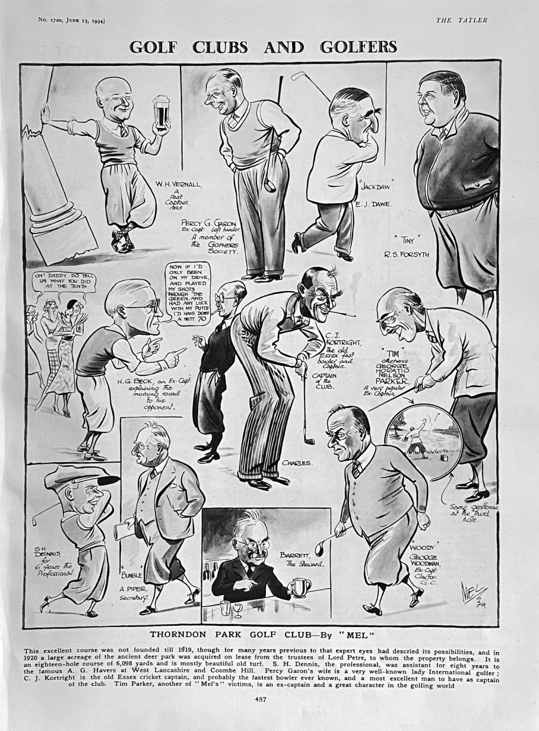 Golf Clubs and Golfers. :   Thorndon Park Golf Club.  1934.