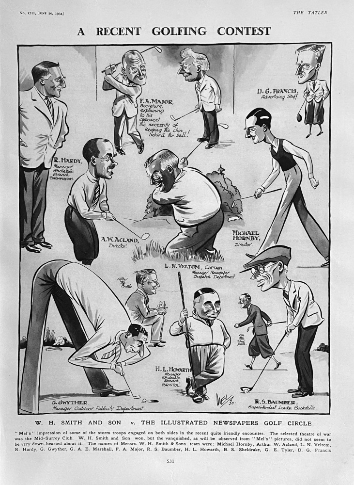 A Recent Golfing Contest. :  W.H. Smith and Son  v.  The Illustrated Newspapers Golf Circle.  1934.