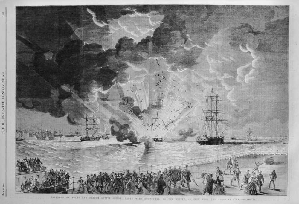 Explosion on board the Barque "Lottie Sleigh" - 1864