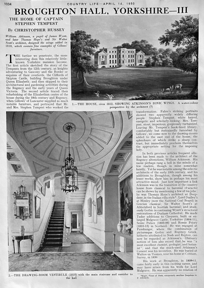 Broughton Hall, Yorkshire- III.  1950.