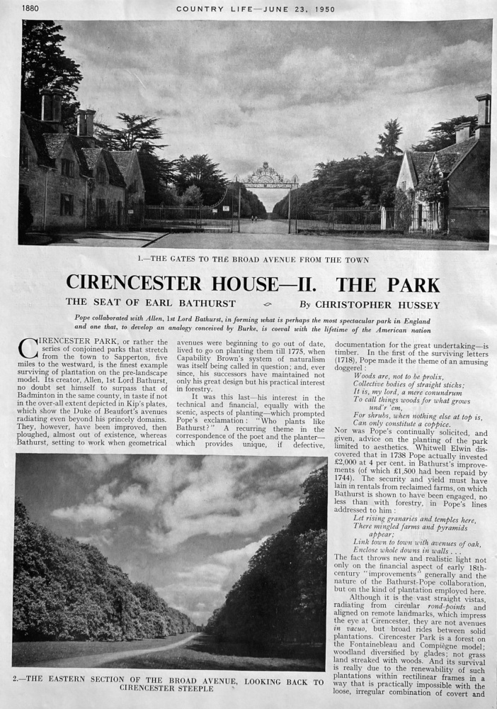 Cirencester House- II.  The Park.  1950.