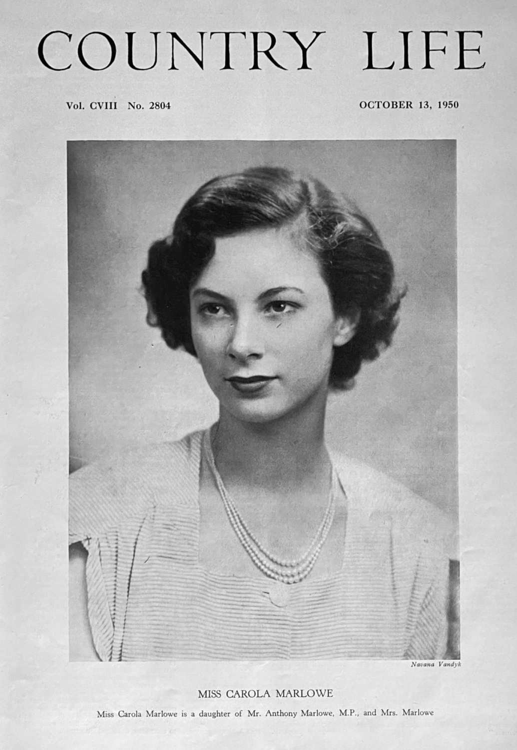 Miss Carola Marlowe.  1950.