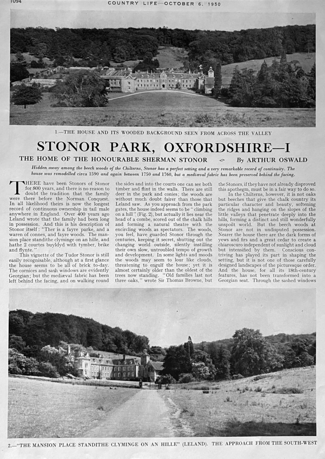 Stonor Park, Oxfordshire.  1950.