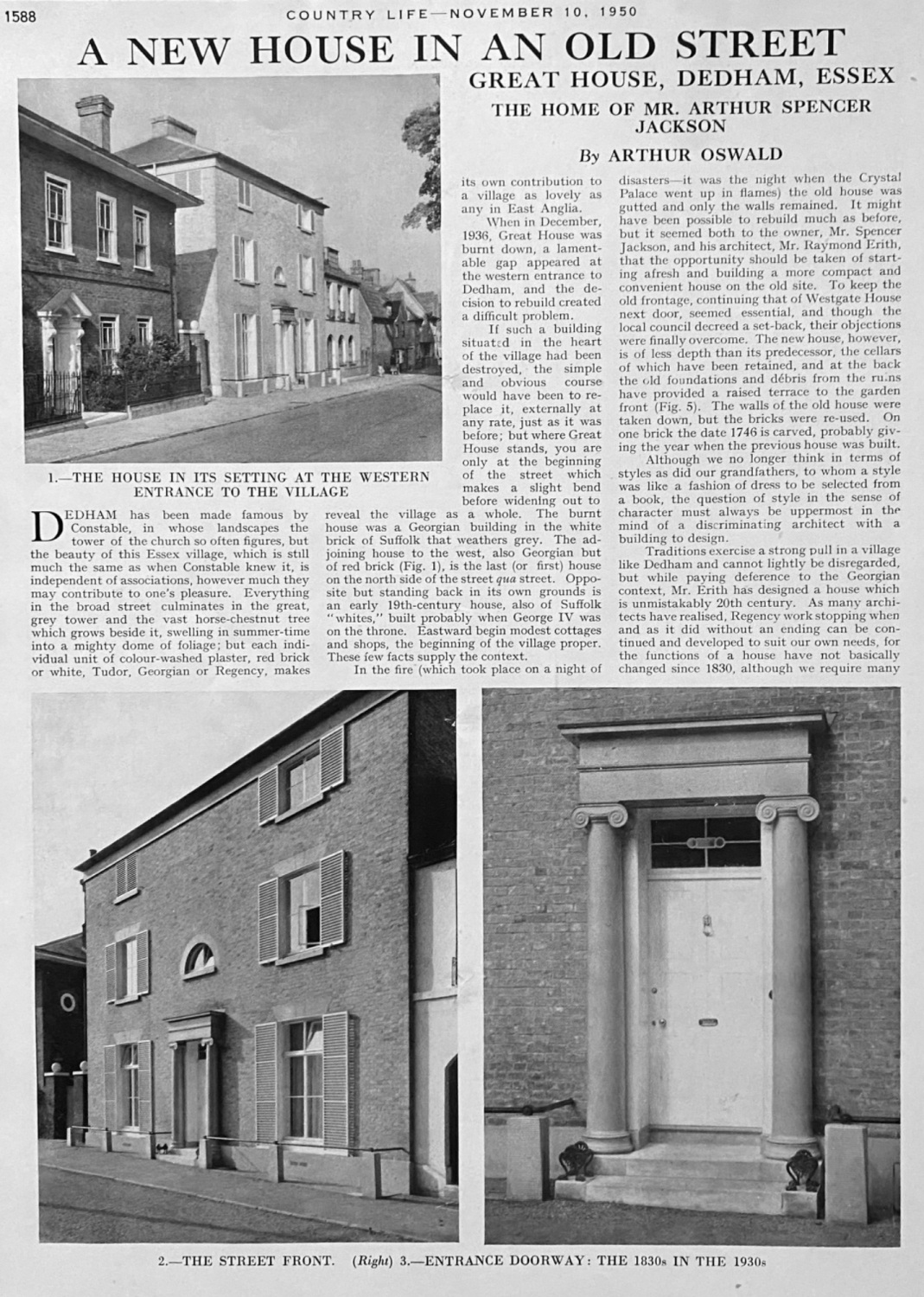 A New House in an Old Street. :  Great House, Dedham, Essex.  1950.