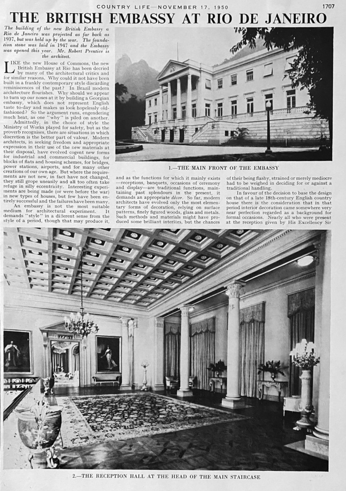 The British Embassy at Rio De Janeiro.  1950.