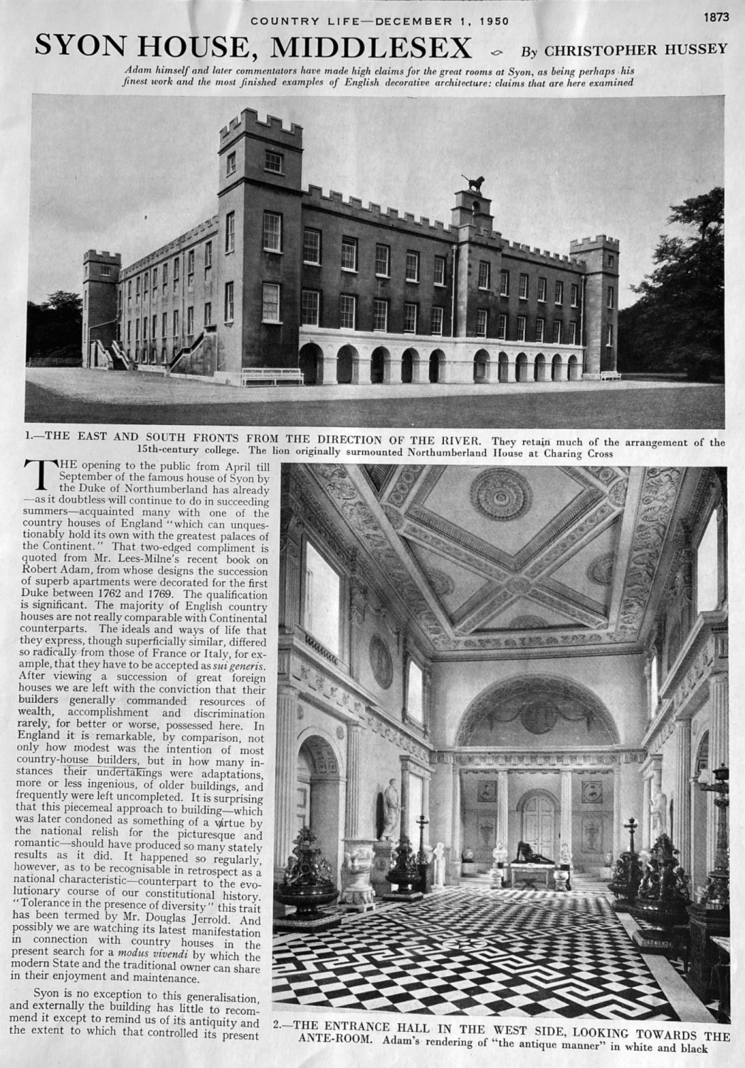 Syon House, Middlesex.  1950.