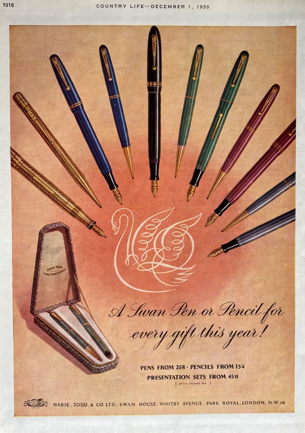 Swan Pens.  1950.