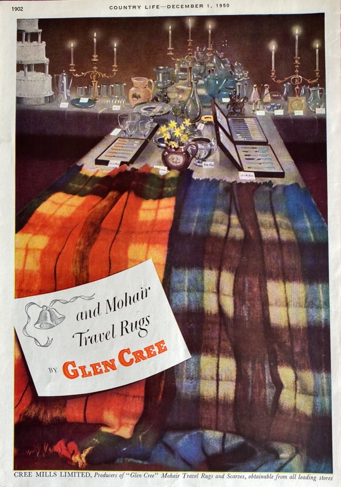 "Glen Cree" Mohair Travel Rugs and Scarves. 1950.
