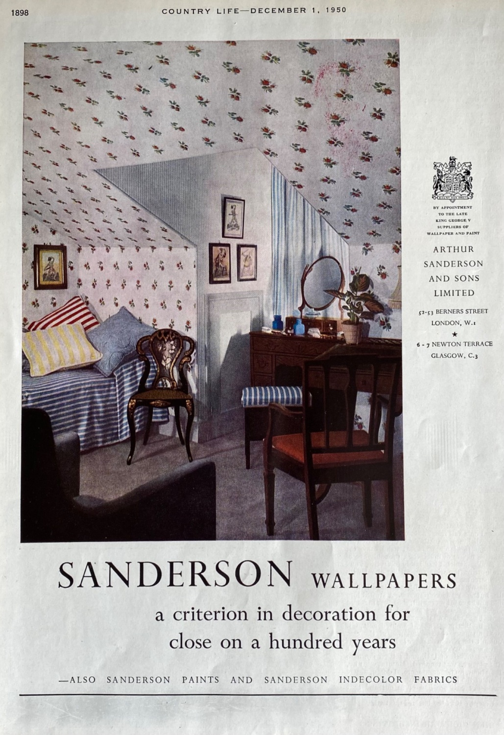 Arthur Sanderson and Son Ltd.  1950.