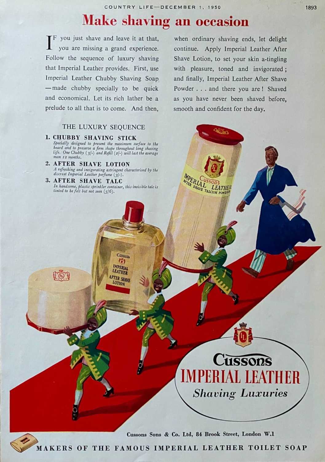 Cussons  Imperial Leather Shaving Luxuries. 1950.