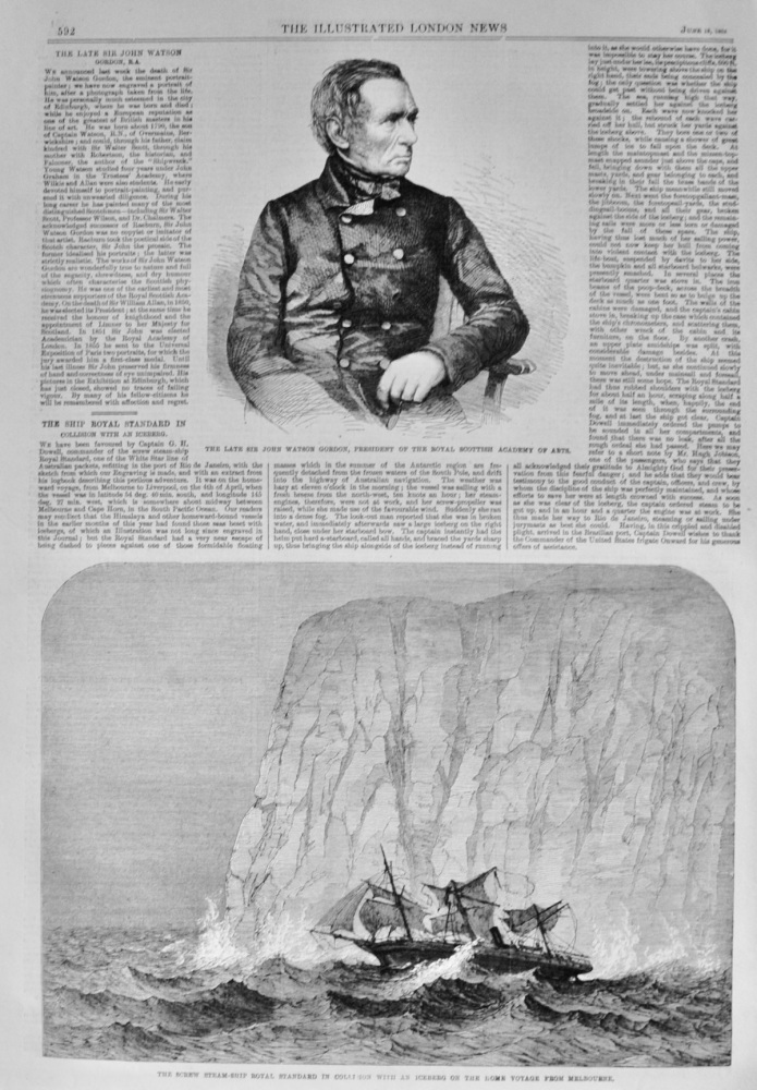 The Ship Royal Standard in Collision with an Iceberg - 1864