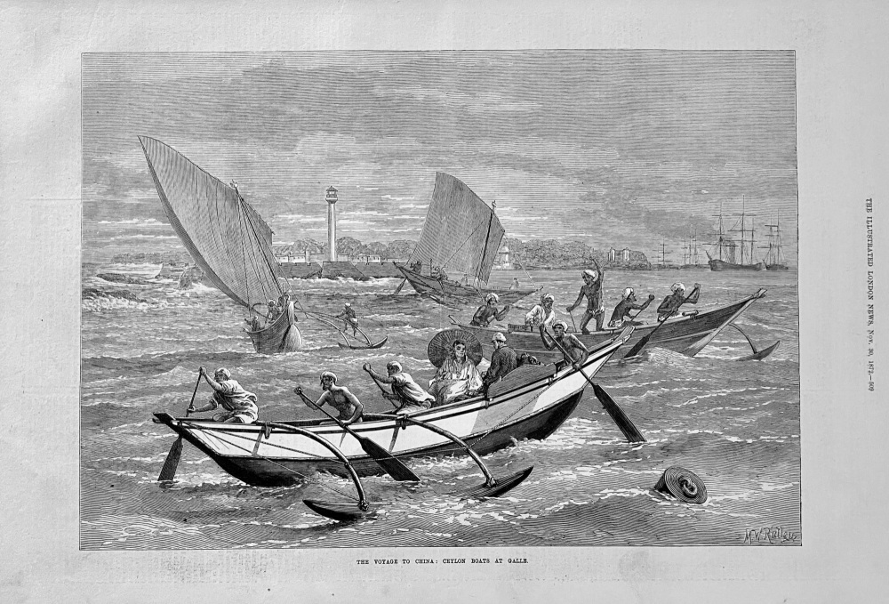 Ceylon Boats at Galle - 1872