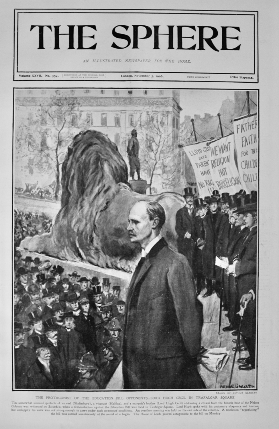 Lord Hugh Cecil in Trafagar Square - 1906