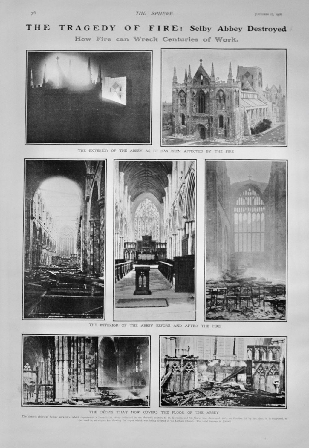 Selby Abbey destroyed - 1906