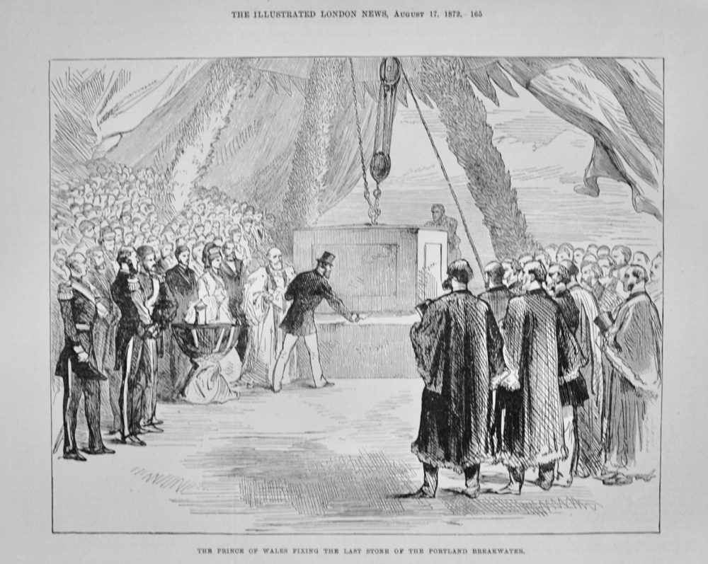 Laying the last stone of Portland Breakwater - 1872