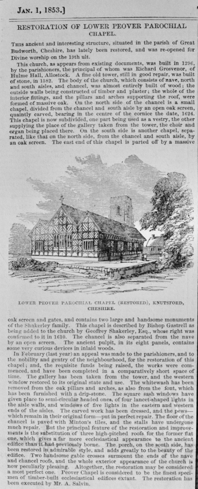 Restoration of Lower Peover Chapel