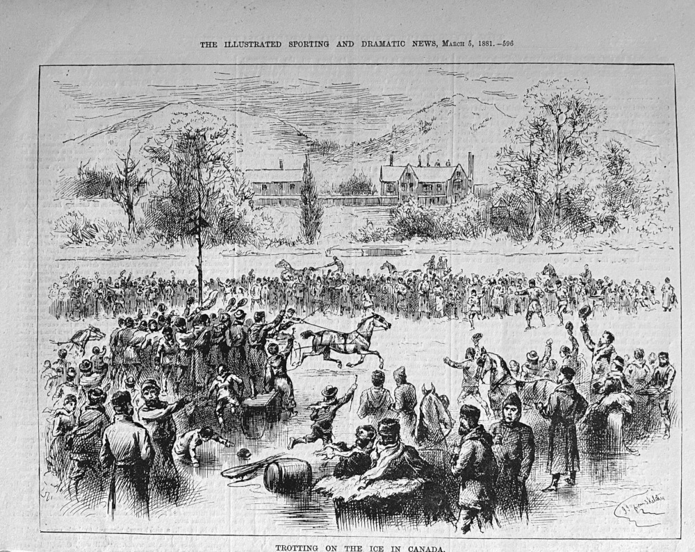 Trotting on the Ice in Canada.  1881.