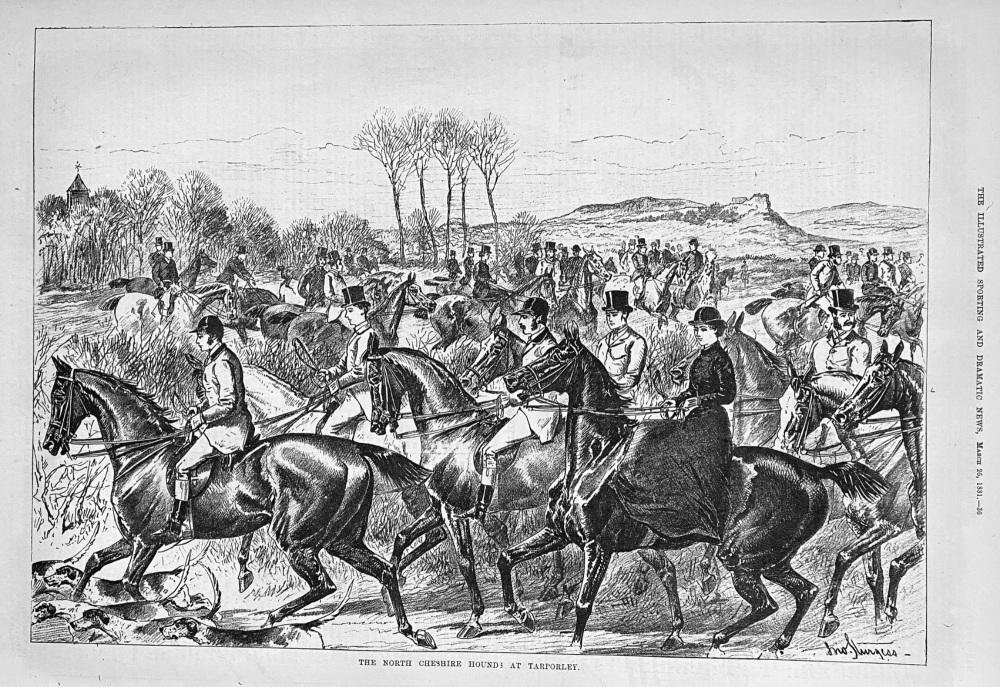 The North Cheshire Hounds at Tarporley.  1881.